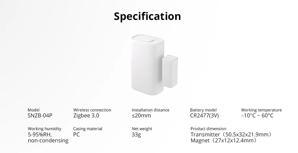 Sonoff SNZB-04P Датчик открытия двери/окна ZigBee | SNZB-04P