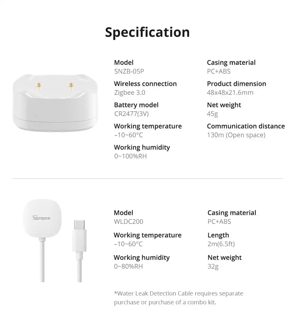 Sonoff SNZB-05P Датчик утечки воды ZigBee | SNZB-05P